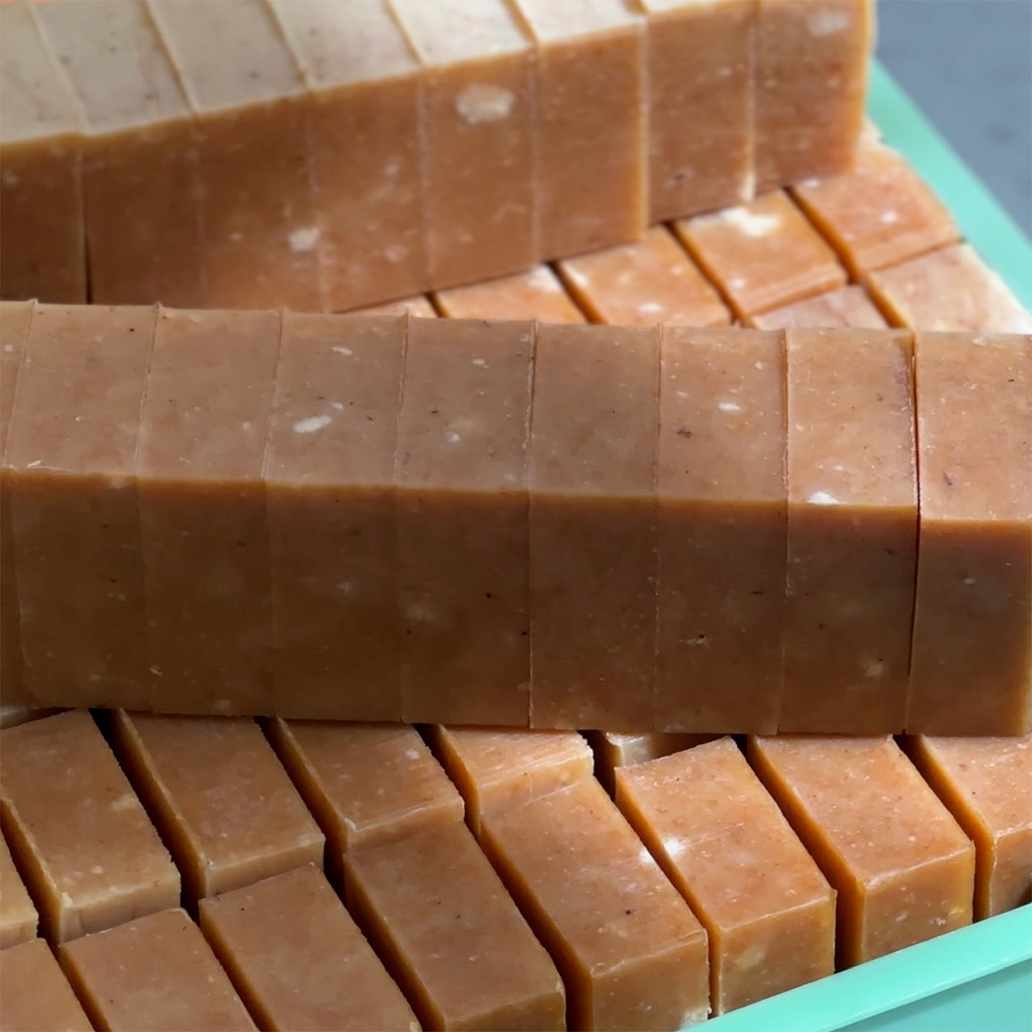 hand made bar soap cut and sorted