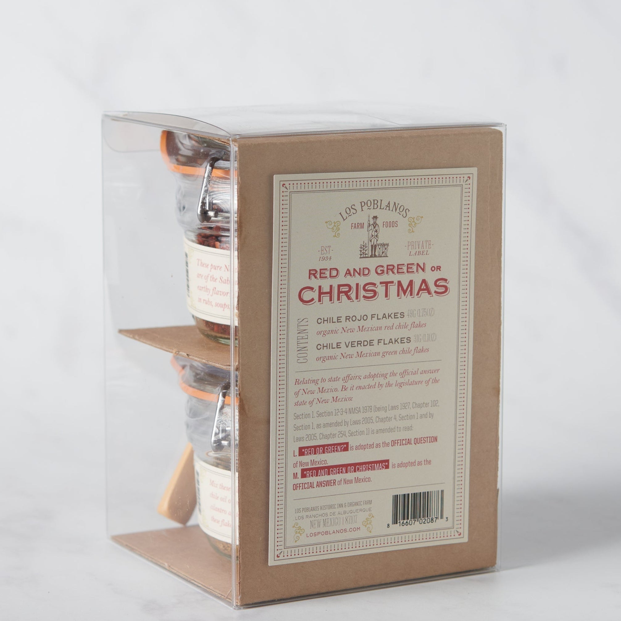 Product packaging with a label on a white background